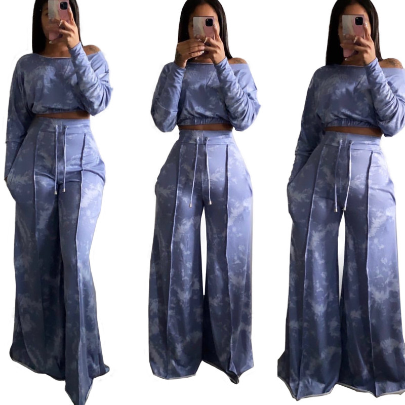 Winter new style tie-dye wide-leg leisure suit