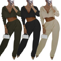 Women's hooded sweater + wide leg pants two-piece suit Women's hooded sweater + wide leg pants two-piece suit