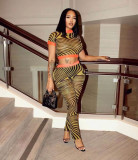 New fashion sexy mesh printing two-piece suit