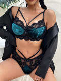 Female lace see-through seductive velvet sexy lingerie set