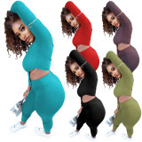 Women's sexy off-shoulder casual solid color two-piece personality trousers women's clothing