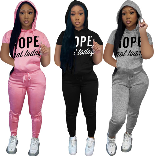 Women's Personalized Print Hooded Casual Suit