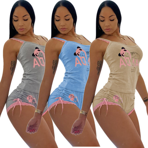 New women's casual home lace pajamas set home wear