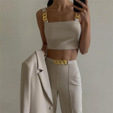New women's suspenders slim vest high waist bag hip straight pants casual suit women