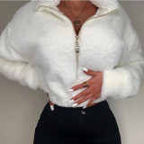 women's autumn winter long sleeve soft warm stand collar zipper sweater sweater