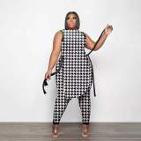 Plus Size Women Fashion Print Two Piece Set