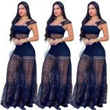 Nightclub suit sexy mesh stitching sling zipper dress