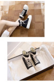 Platform high-top shoes women's side zipper canvas lace-up casual sneakers platform shoes
