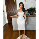 Women's Summer Lace-Up Long Sequin Dress Feminine Nightclub Wear