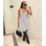 Women's summer sexy thin suspender jumpsuit women's solid color
