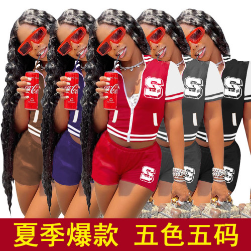 Sports and leisure short-sleeved shorts jacket suit two-piece suit women