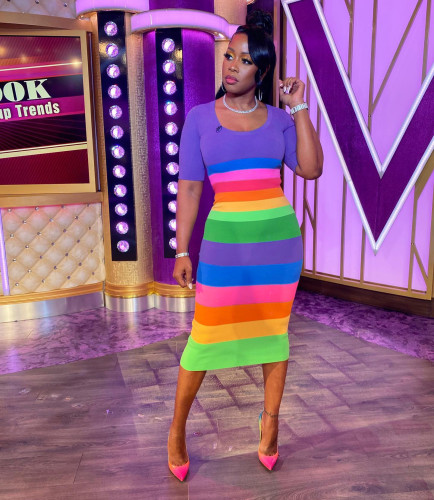 Women's Sexy Fashion Skinny Rainbow Print Women's Dress