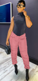 Pleated Drawstring High Waist Stretch Stacked Pants