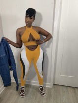 Sexy halterneck backless positioning print two-piece set Sexy halterneck backless positioning print two-piece set