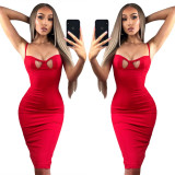 Sexy Women's Strap Adjustable Sexy Back Slit Dress