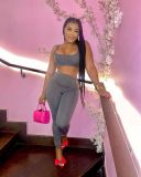Urban Leisure Tight Solid Color Suit Two Piece