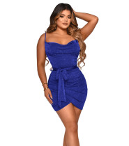 Women's Spring Summer Shining Sling Sleeveless Sexy Hip Dress
