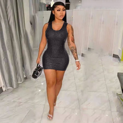 Fashion women's spring and summer sequined casual dress