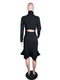 Women's OL commuter pit strip wool-like personalized hem long skirt