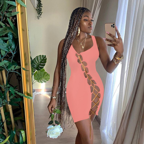 sexy chain slim dress