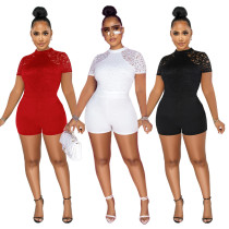 lace-paneled slim-fit commuter jumpsuit lace-paneled slim-fit commuter jumpsuit