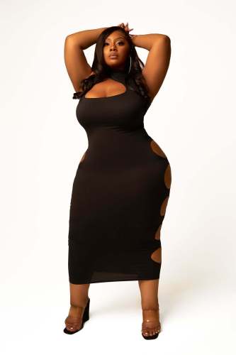 Plus Size Women's Fashion Basic Solid Color Dress