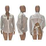 Women's Fashion Sexy Backless Bow Tie Shirt Top