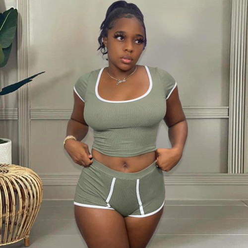 Fashion sexy solid color tight two-piece suit