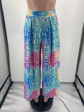 Letter Print Loose Bright Track Pants