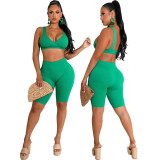 Solid color open back casual sports suit