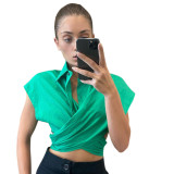 Top solid color cropped short-sleeved t-shirt