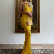 Fashion U Neck Sexy Backless Lace-Up Sleeveless Slim Dress Fashion U Neck Sexy Backless Lace-Up Sleeveless Slim Dress