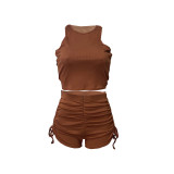 Tank Top Shorts Gathered Casual Two-Piece Set