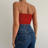 Fashionable Sexy V-Neck Slim Fit Open-Back Strap Tube Top