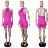 Solid Color Sleeveless Jumpsuit Summer Comfortable Sports Halter Backless Jumpsuit i
