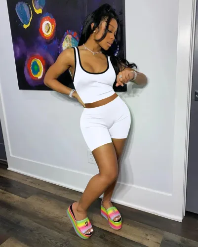 vest cropped navel casual two-piece suit solid color sports