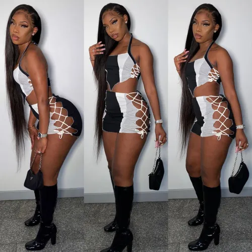 Two-piece set of color matching positioning printing straps personality trend
