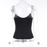 Slim-fit corset sexy mesh see-through stitching suspenders
