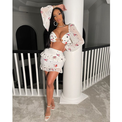 irregular strap print suit