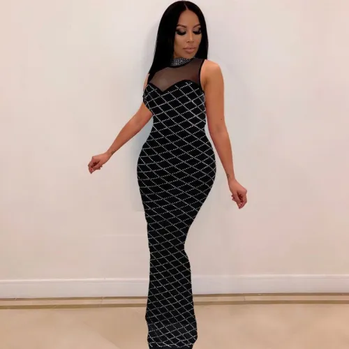 Sexy mesh hot drill dress nightclub dress