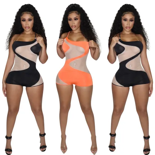Fashion sexy mesh suspender jumpsuit