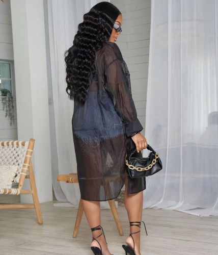 New chiffon loose see-through sunscreen shirt coat