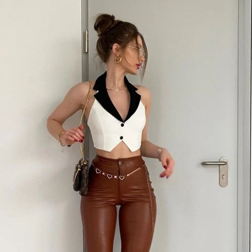 women's halterneck vest slim fit sexy navel cool top