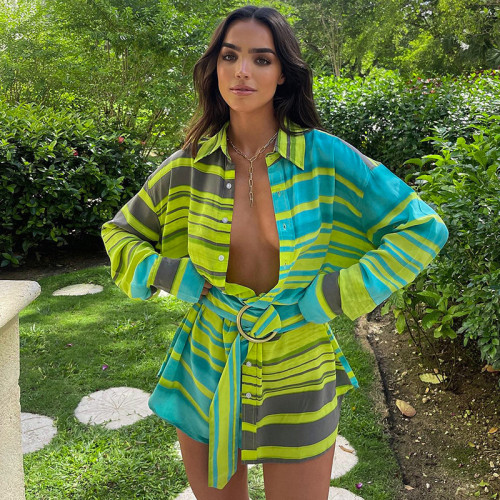 Long Sleeve Printed Swimwear Shirt Jacket