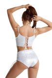 Sexy Laser Bronzing Tether Adjustable Set Fitting Fashion Top Shorts Two-piece Set