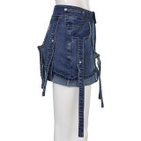 women's low waist denim streamer tight bag hip skirt