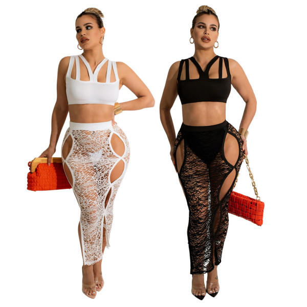 Sexy Sling Lace Sheer Skirt + Top with Panties