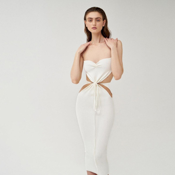 Women's fashion halter neck one-shoulder sexy backless slim temperament dress women