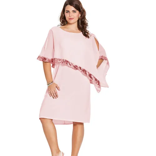 Fashion women's stitching sequins solid color dress nightclub skirt