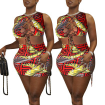 Two-piece set of fashionable and sexy slit straps
